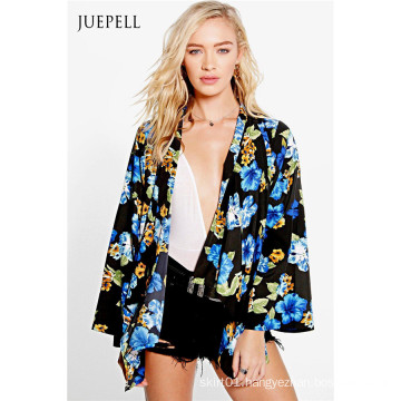 Tropical Printed Woven Women Kimono Jacket